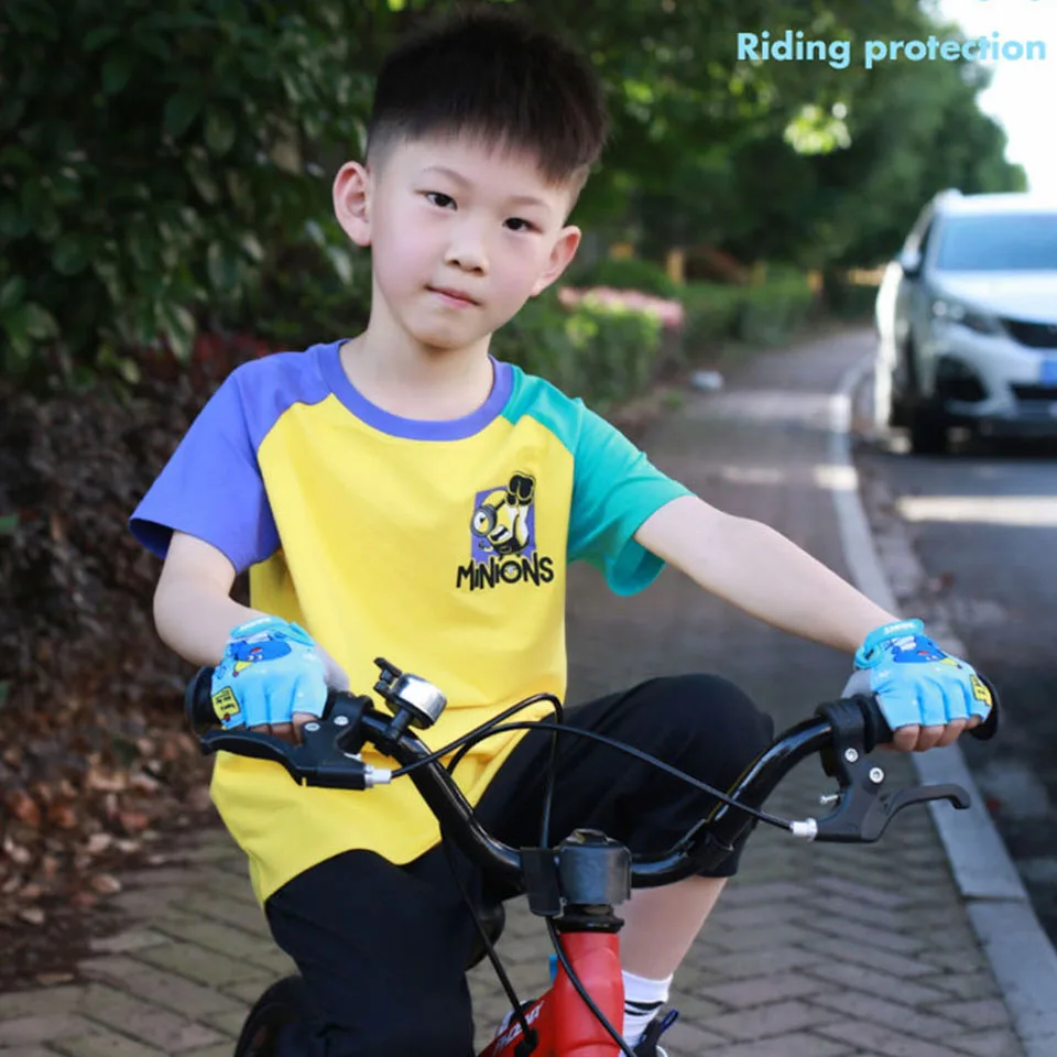 AOLIKES Children Kids Bike Gloves Half Finger Breathable Anti-slip For  Sports Riding Cycling Skate Sporting Gloves
