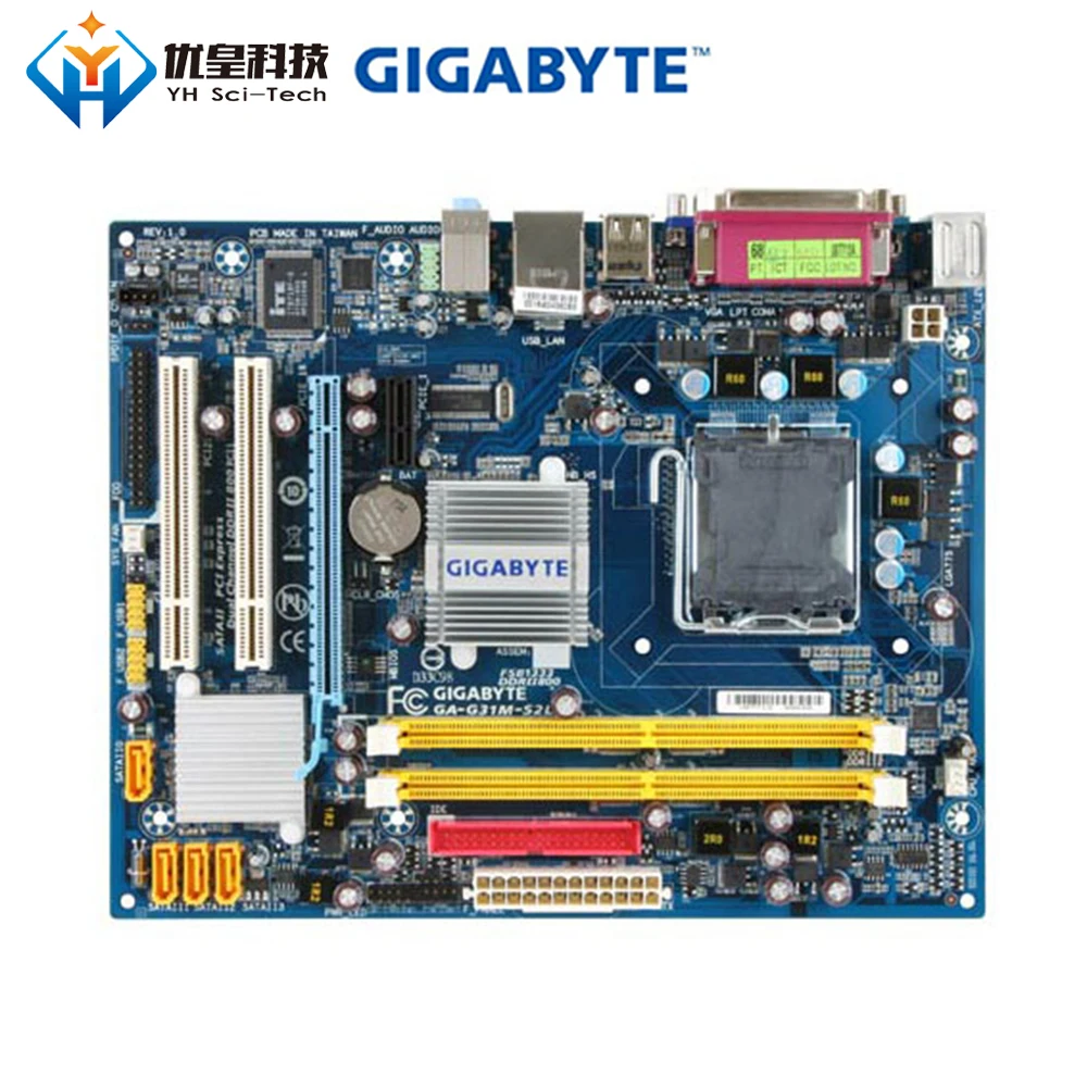 Оригинальная б/у настольная Материнская плата Gigabyte GA-G31M-S2L G31 LGA 775 Core 2 Quad/Core 2 Duo/Core2 Экстремальный DDR2 Micro ATX