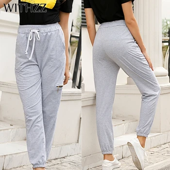 

WITHZZ Women's Summer Fashion Solid Color High Waist Sports trousers Loose Beam Straight Pants