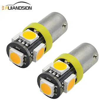 

2PCS BA9S T4W BAX9S H6W BAY9S H21W 5 5050SMD AC12V LED Side Parking Light Bulbs Car Lights LED Yellow Light Bulbs