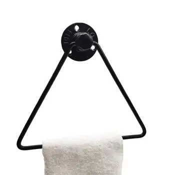 

Industrial Bathroom Wall Mounted Towel Rack Hardware Metal Triangle Organizer Kitchen Hand Towel Bar Ring Bathrom Fixture Holder