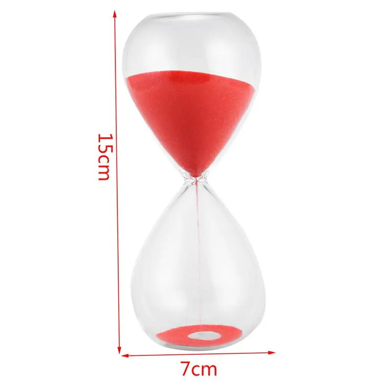 Large Fashion Red Sand Glass Sandglass Hourglass Timer Clear Smooth Glass Measures Home Desk Decor Xmas Birthday Gift(Red, 15 M