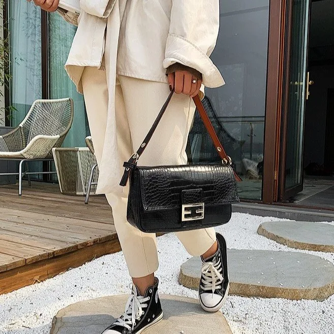 Модная женская сумка с узором «крокодиловая кожа», дизайнерские сумки, маленький дневной клатч, золотые, металлические украшения, сумки через плечо, бренд Луи, CC GG