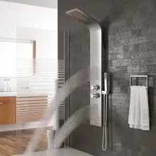 Светодиодный кран-водопад для ванной комнаты, смеситель с клапаном, набор для душа с дождевой насадкой, ручная душевая панель с ручкой, спрей-кран HWC