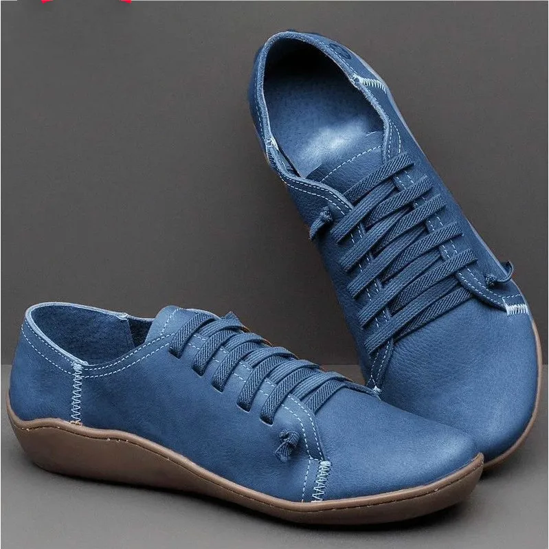 

Women's Shoes Breathable Retro Casual Flat Suitable for Wide Leg Women's Sneakers PU Leather Female Vintage Shoes Botas Mujer