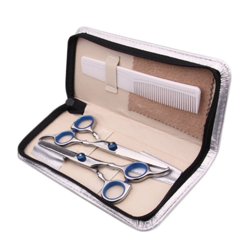 

Hair Scissors Set 6 Inch Cutting Thinning Styling Tool Salon Hairdressing Shears Regular Flat Teeth Blade with Bag