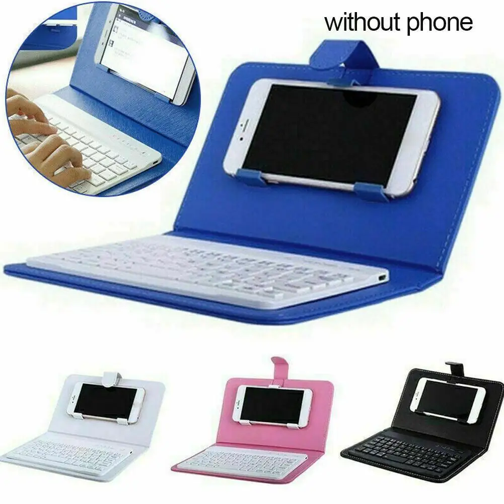 

Wireless Bluetooth 3.0 Keyboard Case PU Leather Keyboard Mobile Oneplus Phone Smart For Xiaomi Phone Stand Samsung iPhone B6E4