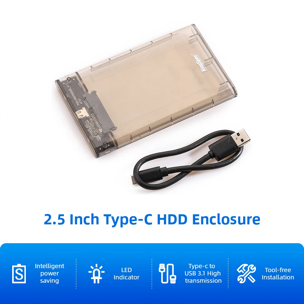 Чехол для жесткого диска KingSpec 2 5 дюйма SATA к USB адаптеру корпус внешнего HDD коробка