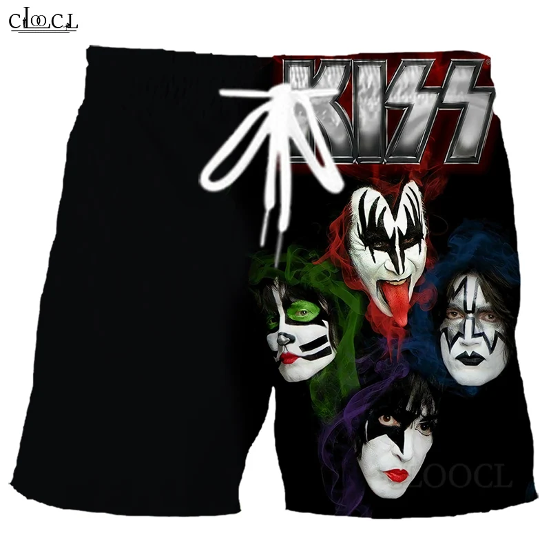 Newest Metal Rock KISS Band Summer Beach Shorts 3D Print Fashion Men