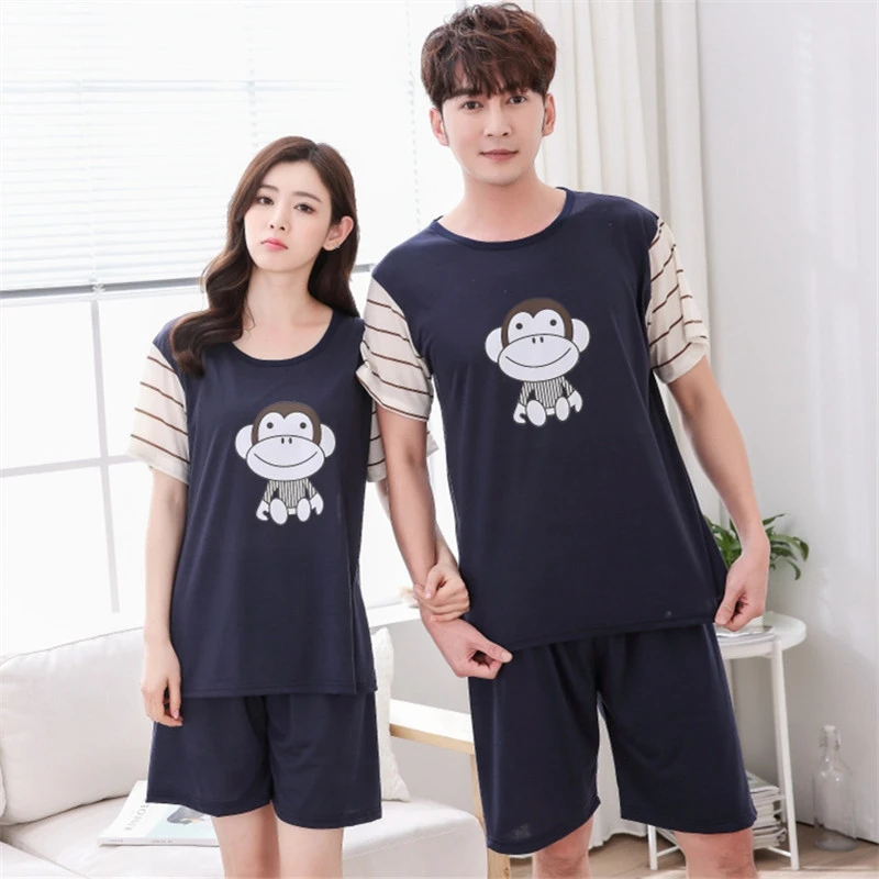 

Couple Pajamas Set Spring Summer Cotton Cartoon Women Pyjamas Plus Size Short Sleeve Sleepwear Men Lounge Pijama Couple Pijamas