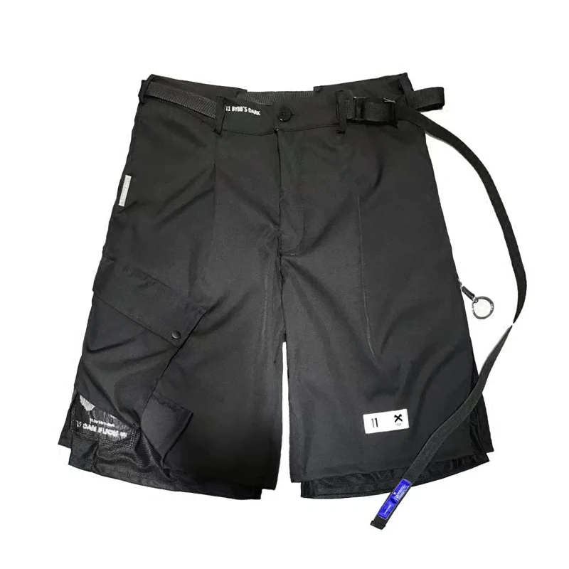Techwear Functional Men Black Cargo Shorts Street Black Grunge Bottoms Techwear Functional Men Black Cargo Shorts Street Black Grunge Bottoms