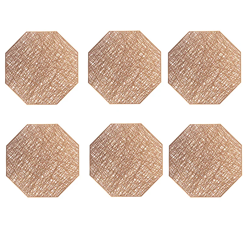 Brown 6pcs Onepe 2/4/6 шт./компл. PVC салфетки для Восьмиугольные полые колодки жар-изоляционный коврик дома Водонепроницаемый Нескользящие украшения для ужина Подставка для столовых приборов - Цвет: Brown 6pcs