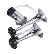 150DB Car Air Horn Kit, Super Loud Twin Tone Chrome Plated Zinc Dual Trumpet Air Horn with Compressor for Any 12V Vehicles Car T