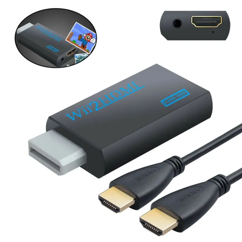 Аудио конвертер для nintendo wii к HDMI Портативный Plug-and-игровой адаптер с 1 м кабелем