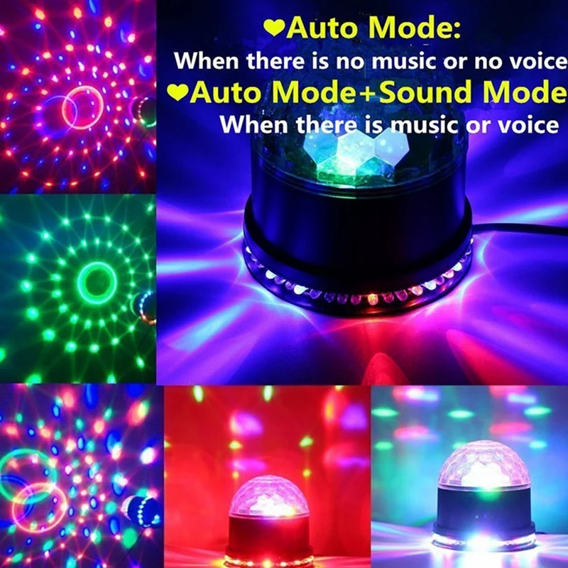 Rgb Mp3 хрустальный магический шар звуковая активация Dj огни мини вращающийся стробоскоп сценические огни с пультом дистанционного управления для подарок для домашней вечеринки(E