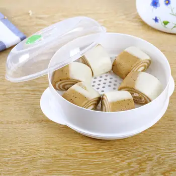 

Europe Style Plastic Single-Layer Microwave Oven Steamer Plastic Round Steamer Microwave Steamer With Lid Kitchen Cooking Tools