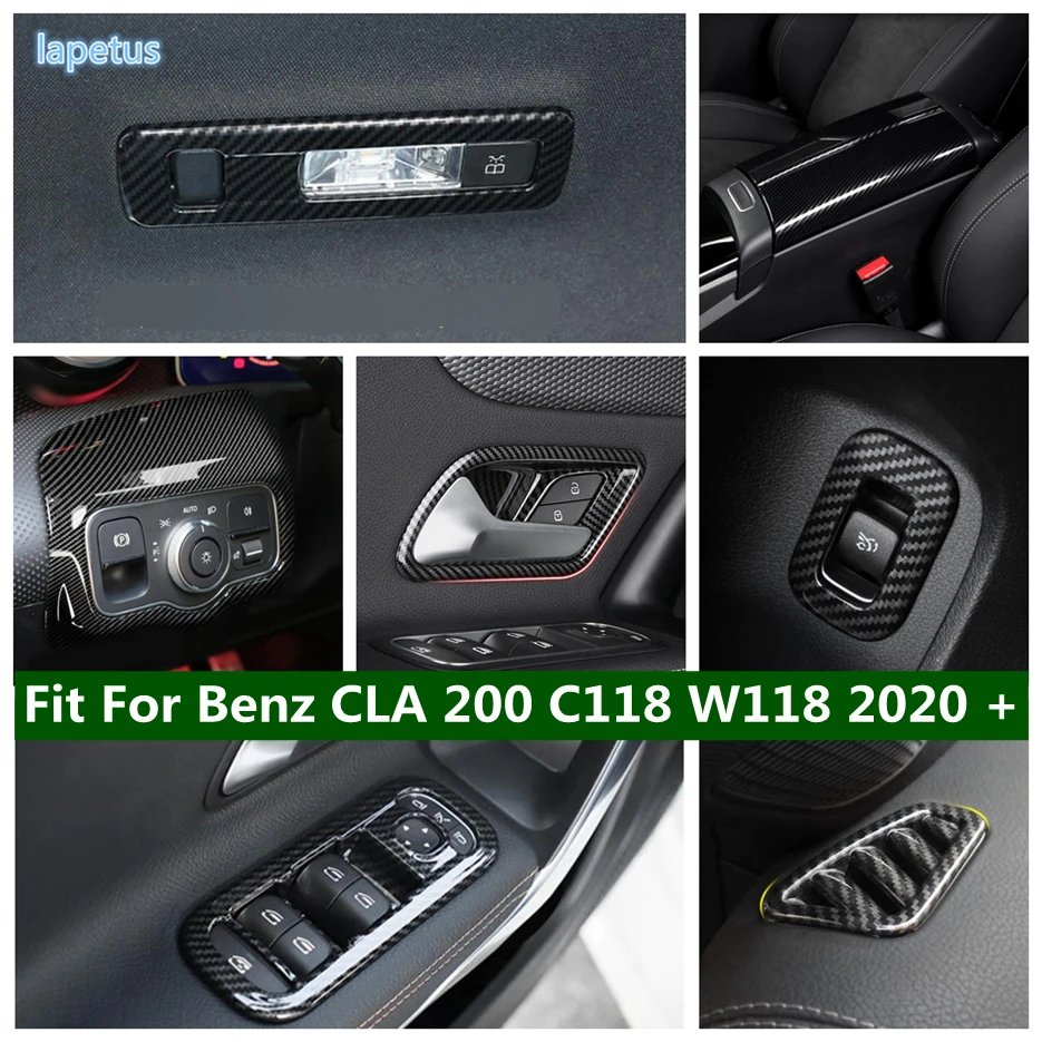 

Carbon Fiber Look Interior AC / Rear Trunk Box Switch / Window Lift Cover Trim For Mercedes-Benz CLA 200 C118 W118 2020 - 2022