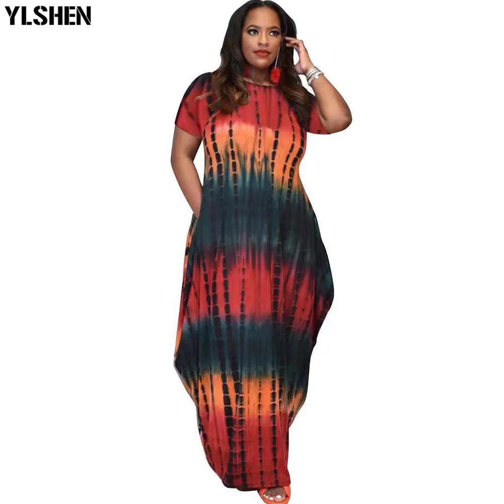 XL-4XL африканские платья с принтом для женщин Vetement Femme 2021 Летнее Длинное Платье в