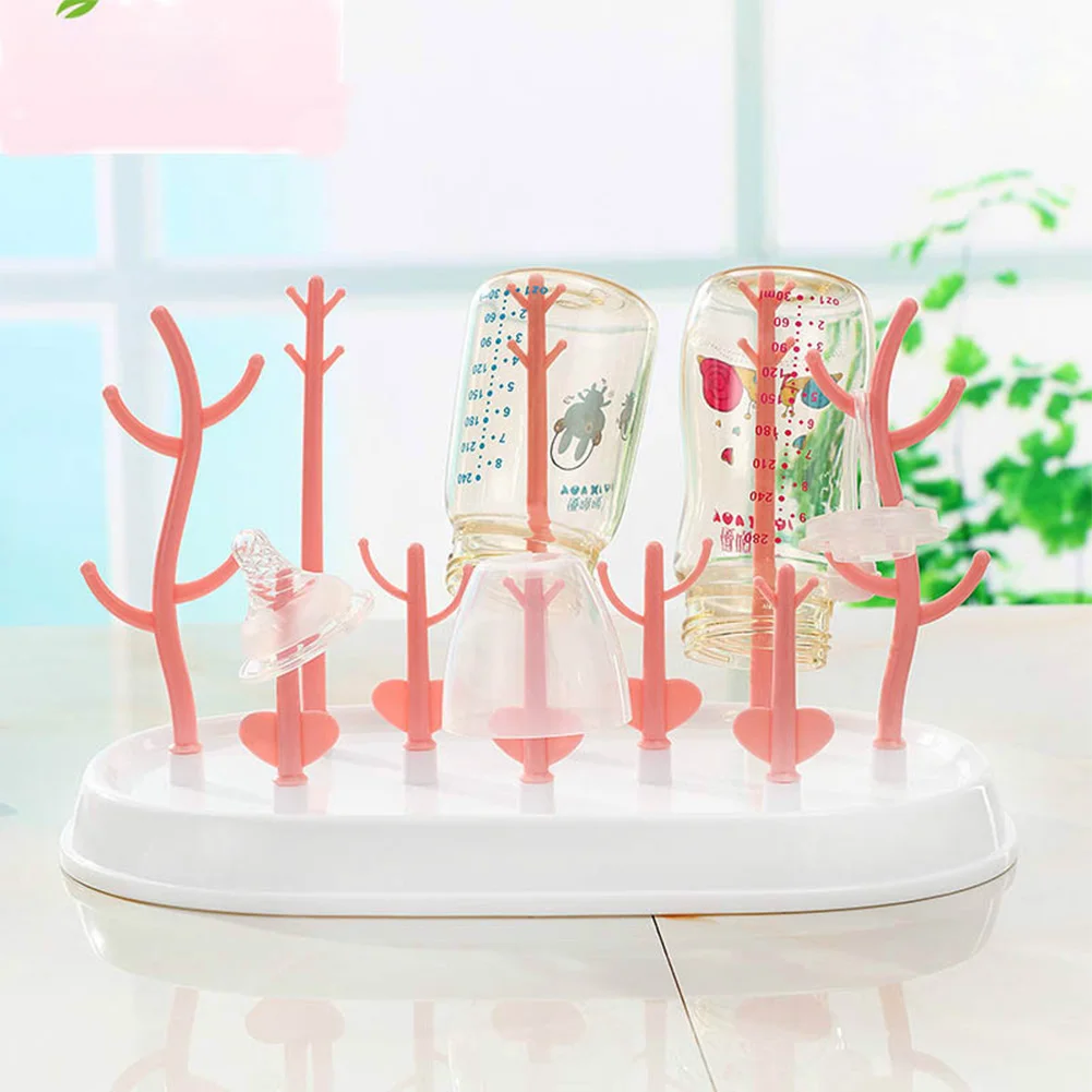 

Cups Cleaning Cartoon Drying Rack Holder Shelf Tree Shape Multi Function Storage Feeding Nipple Baby Bottle Home Non-toxic