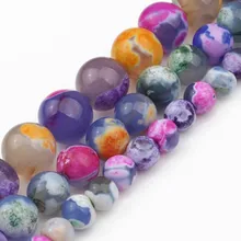 Цветной синий Огненный Агат для изготовления ювелирных изделий, ожерелье, круглые свободные каменные бусины, драгоценный камень 6 8 10 мм, сделай сам, браслет, ожерелье, натуральный