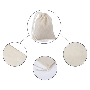 

100 Pieces Drawstring Cotton Bags Muslin Bags,Tea Brew Bags (4 x 3 Inches)