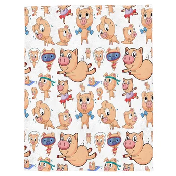 

Cartoon Cute Pig Sports Exercise Spring and Autumn Soft Flannel Blanket Office Siesta Blanket Sofa Bed Blanket