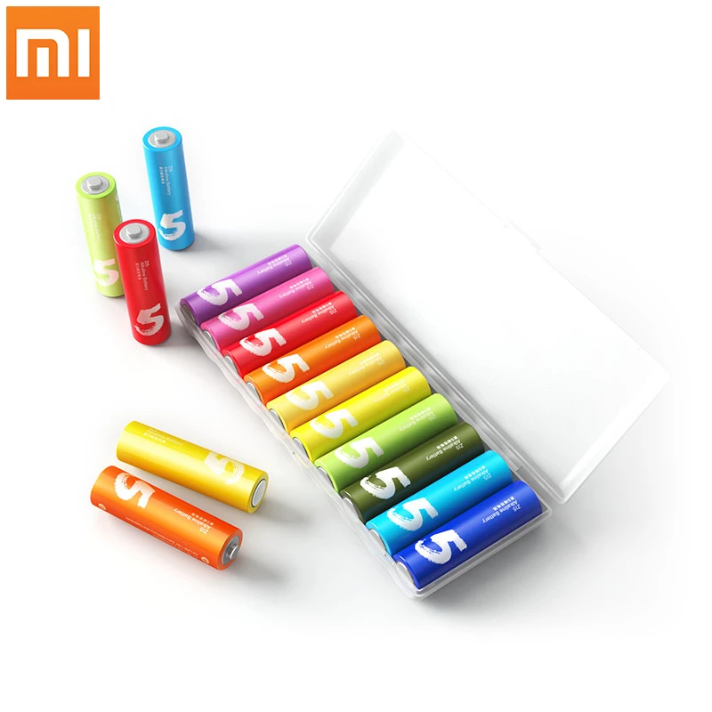 Original 10PCS XIAOMI ZMI ZI5 AA lkaline Battery Rainbow Disposable Batteries Kit for Camera Mouse Keyboard Controller Toys Cell |