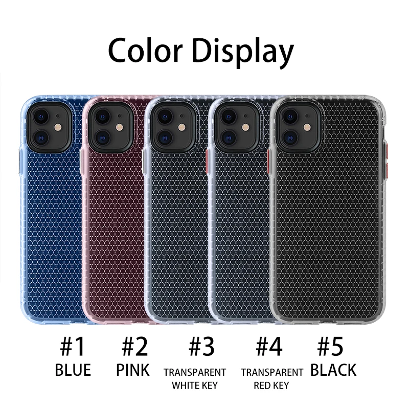 Прозрачный красный противоударный чехол для iPhone XR X XS Max 8 7 6 6S Plus Honeycomb Hybirrd TPU+ PC Защитная задняя крышка Capa