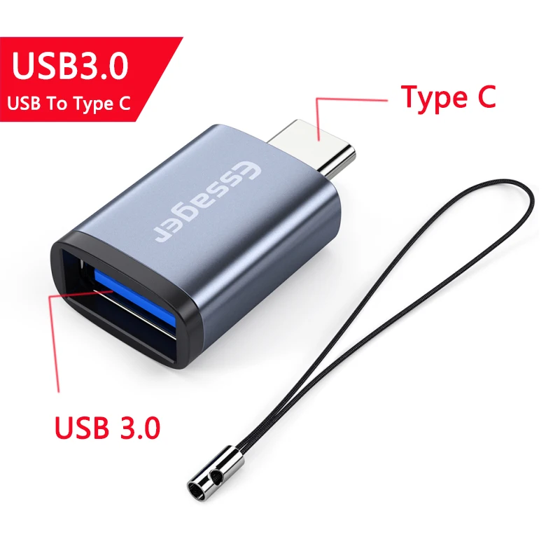 Essager USB 3.0 Type-C OTG Adapter Type C USB C Male To USB Female Converter For Macbook Xiaomi Samsung S20 USBC OTG Connector usb to iphone converter Adapters & Converters