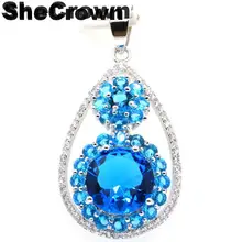 40x20 мм SheCrown создан Париж, голубой топаз подарок серебряный кулон