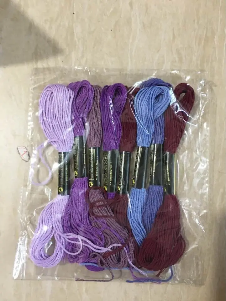 Многоцветный 8 шт. нить, Аналогичная DMC Вышивка крестом Хлопок Шитье, моток пряжи вышивка нитки мулине комплект DIY Швейные - Цвет: Purple
