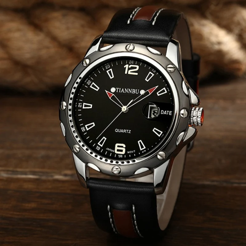 Men's Automatic Movement Fashion Calendar Belt Wristwatch Luminous Waterproof Student Sports Non Mechanical Quartz Watch