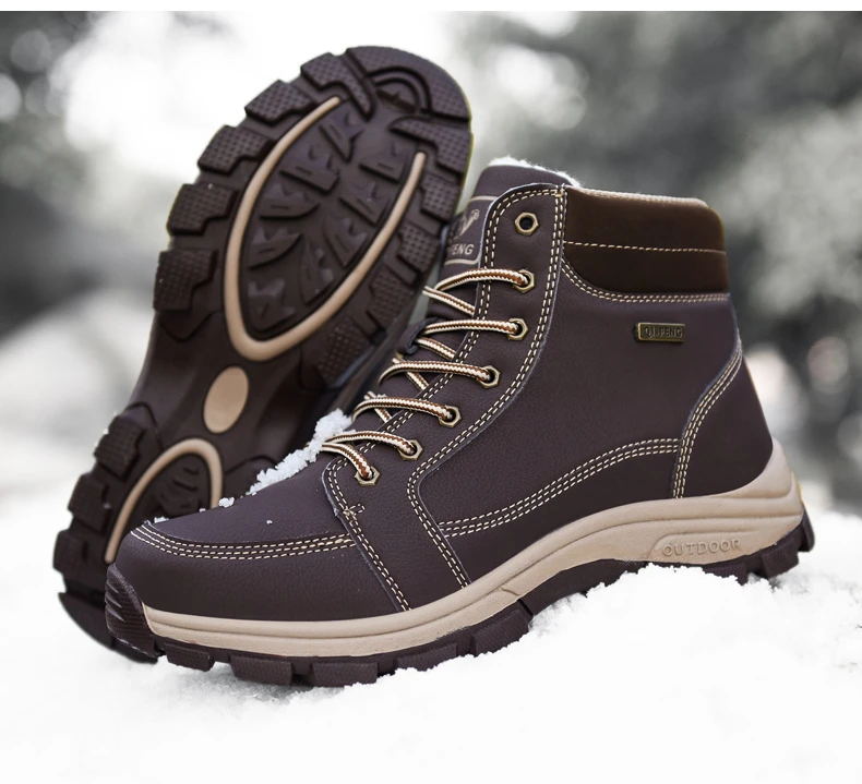 Новые зимние мужские Нескользящие рабочие ботинки плюшевые теплые мужские ботинки водонепроницаемые зимние ботинки на меху мужские кроссовки Большие размеры 39-48