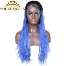 Vogue queen два тона Ombre синий плетеный синтетический парик на кружеве Термостойкое волокно на каждый день Wearig для женщин