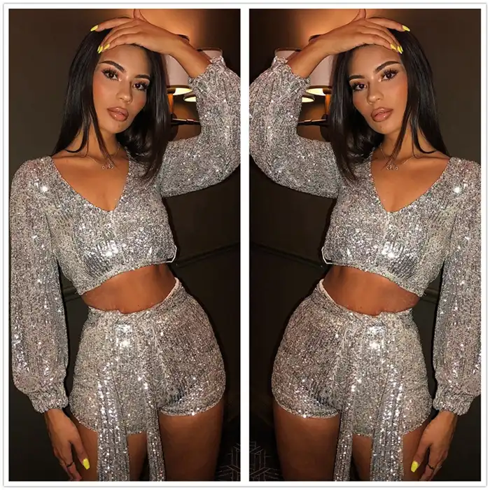 two piece sequin outfit