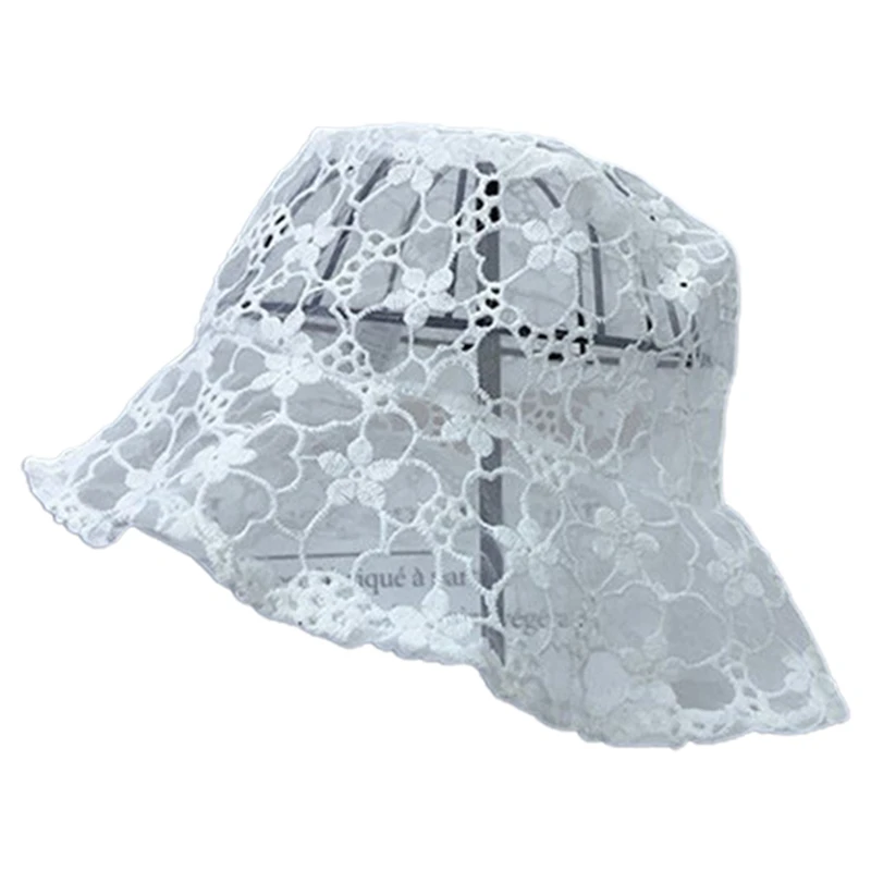 Chic Elegant Ladies Lace Black /White Bucket Hat 2020 New Summer Sun Hats Hollow Flower Breathable Fishermen Hat For Women