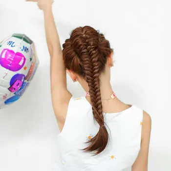 

60-64CM Length Braided Synthetic Hair Tail Fish Ponytails Women Clip In Right Pony Tail With Elastic Cord Rope
