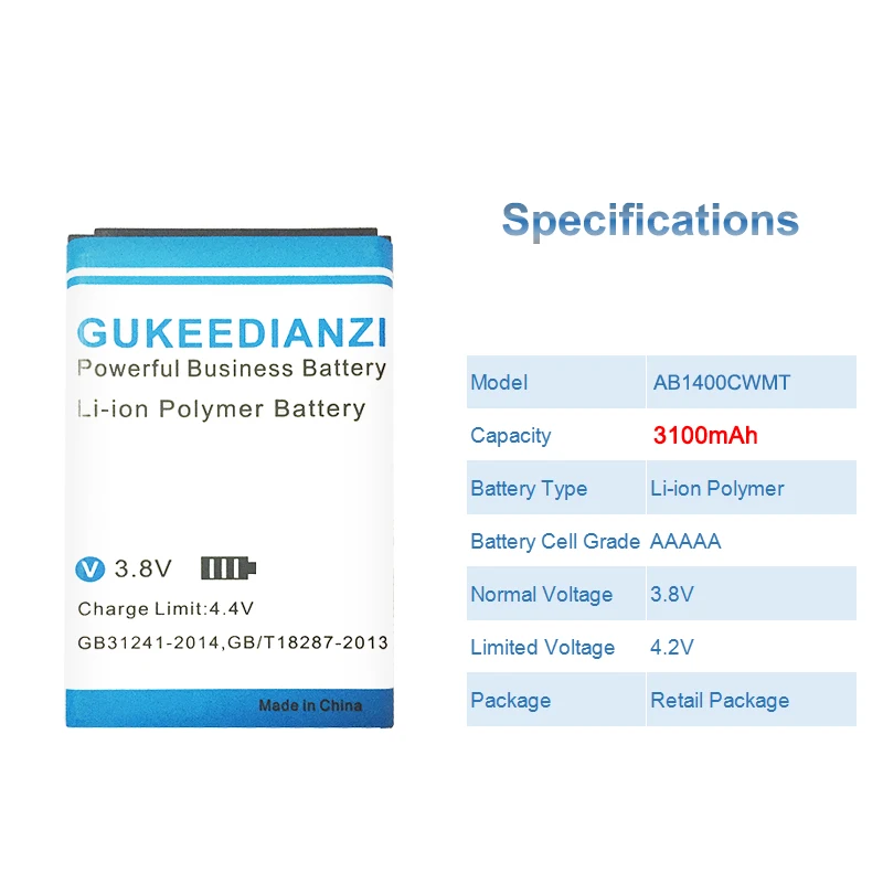 GUKEEDIANZI BL8008 3100 мАч телефон батарея для Fly BL8008 BL 8008 мобильный сменный аккумулятор