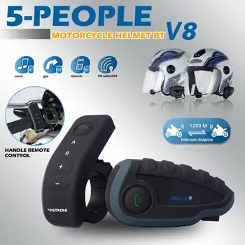 

Bluetooth Headset Remote Control Handle NFC Matches Mobile Phone Motorcycle BT Wireless Intercom FM V8 5 Rider Helmet