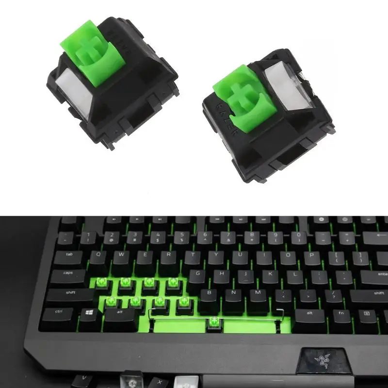 Зеленые RGB SMD переключатели Razer 2 шт. 3-контактные игровые механические для