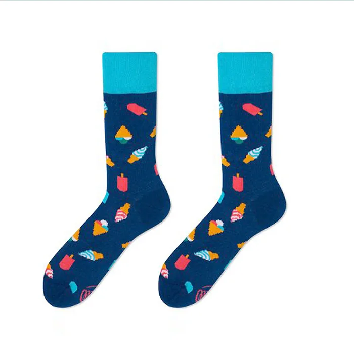 1 пара мужских носков мужские повседневные носки женские хлопковые модные Забавные милые носки унисекс с рисунком мороженого носки средней длины - Цвет: 11