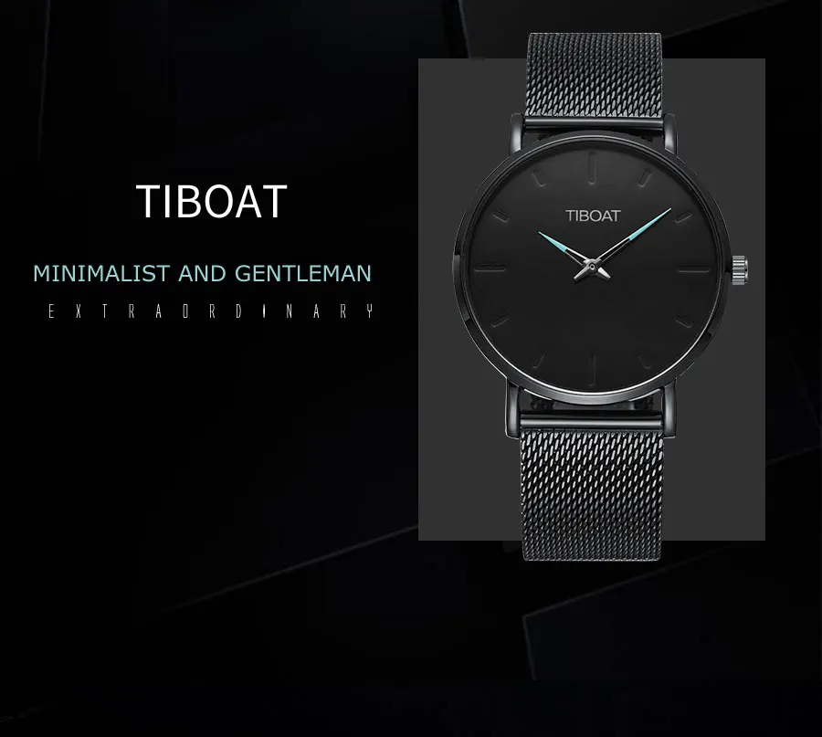 TIBOAT спортивные мужские тонкие часы Топ бренд класса люкс водонепроницаемые спортивные часы мужские Ультра тонкий циферблат Кварцевые Часы повседневные Relogio Masculino