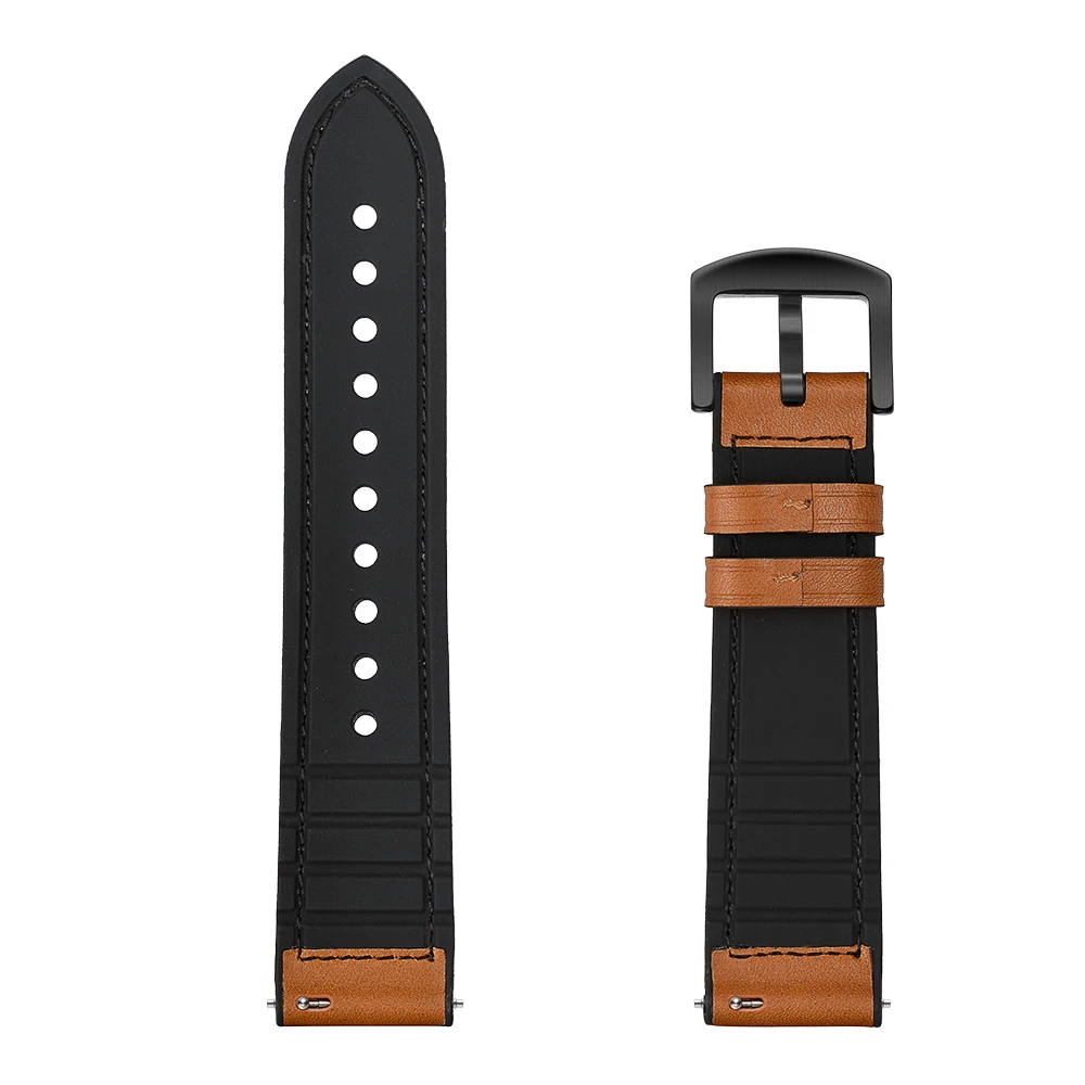 YHNUJM 22mm Amazfit Strap for Xiaomi Huami Amazfit Pace Stratos 2 Strap Leather+Silicone Bracelet Amazfit 2 Band