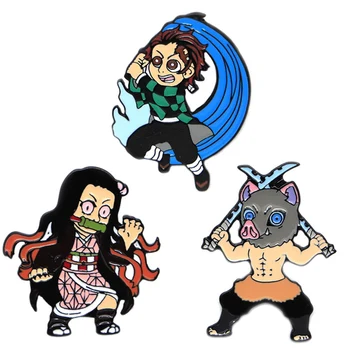 

Anime Demon Slayer Brooches Button Badges Pins For Clothes Backpack Pencil Case Bags Badges
