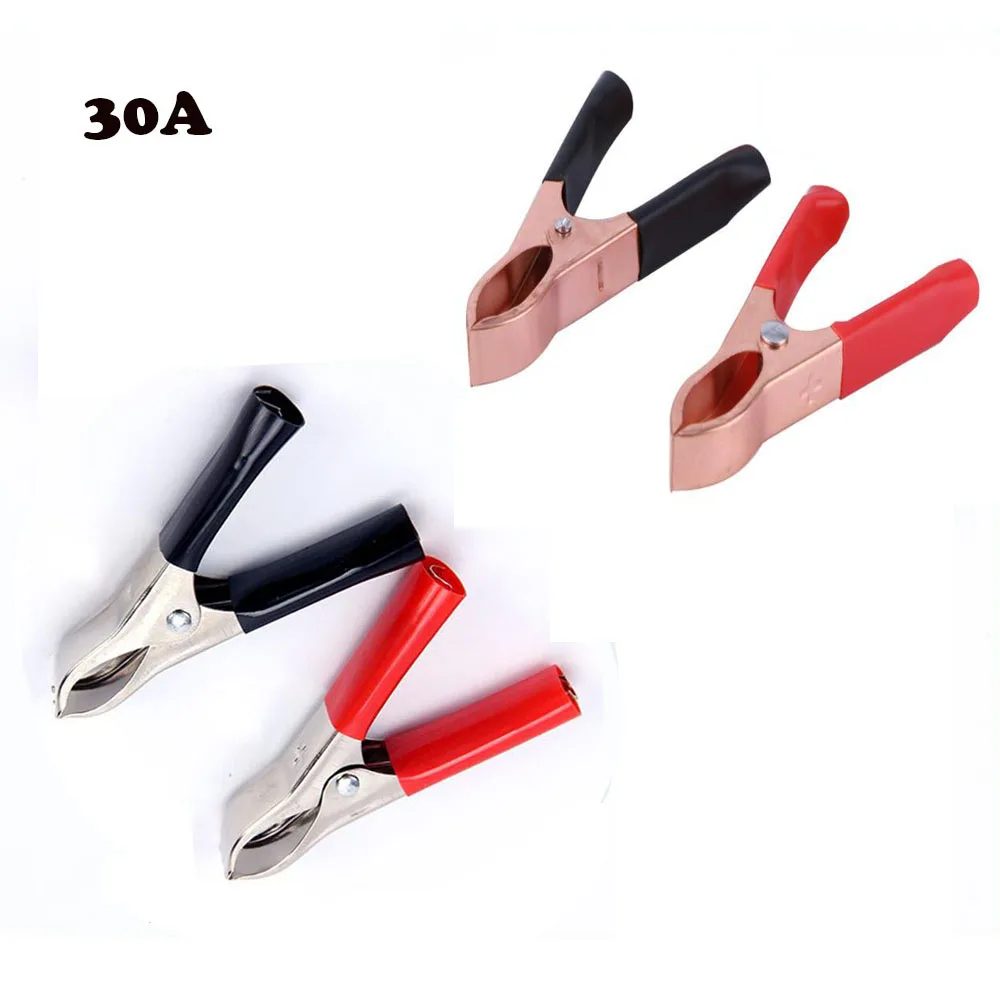

Crocodile Clamps 30A Red Black clips 72/75mm Alligator Clip Handle Cable Lead Testing Battery Test Lead High Quality Clamp