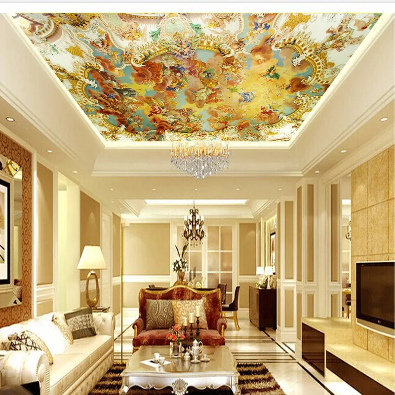 

3D Large Mural Europe And America Angel Sky Zenith Ceiling Roof Decoration Wallpaper Hotel Lobby Wallpaper
