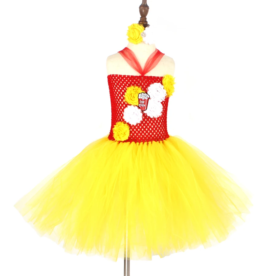 Fancy Popcorn Girl Tutu Dress Circus Birthday Outfit for Kids Food Costume Baby Photo Carnival Party Flower Tutu Dresses (11)