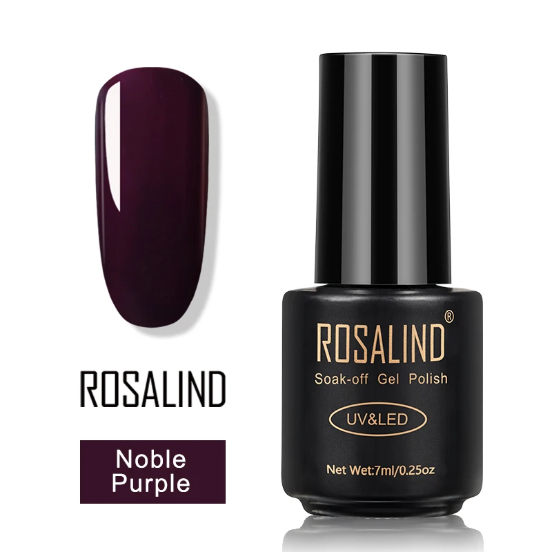 ROSALIND гель лак для ногтей набор все для маникюра верхнее покрытие УФ светодиодный гель лак удаляющийся замачиванием Полупостоянный лак для ногтей - Цвет: Noble Purple