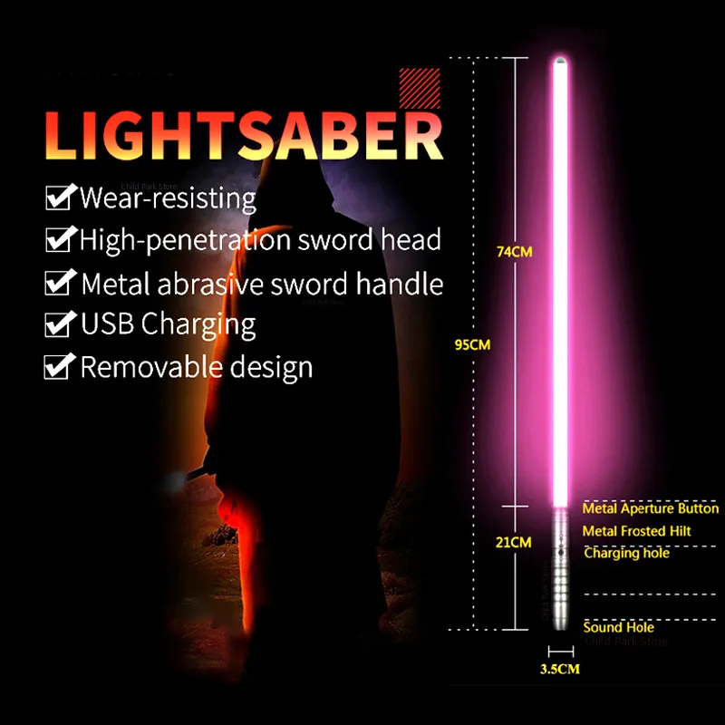 Металлический светильник saber Косплей изменение 11 цветов светильник Luke Saber Jedi Sith Laser Force Fx тяжелый Дуэльный громкий звук светящиеся игрушки