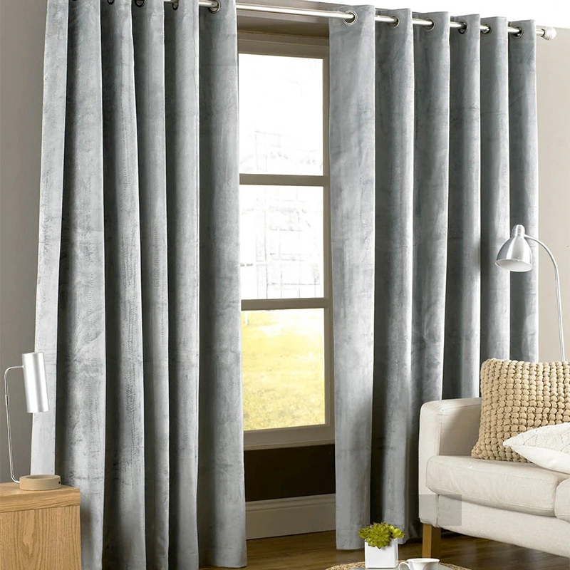 

American Style Italian Flannel Velvet Curtains for Living Room Window Solid Color Soft Curtains for Bedroom Blackout Curtain